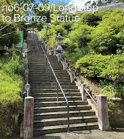 Stairs to the bronze statue of Saint Nichiren